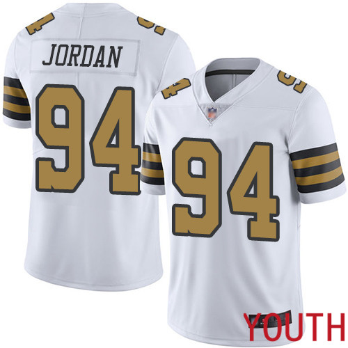 New Orleans Saints Limited White Youth Cameron Jordan Jersey NFL Football #94 Rush Vapor Untouchable Jersey->youth nfl jersey->Youth Jersey
